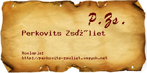 Perkovits Zsüliet névjegykártya